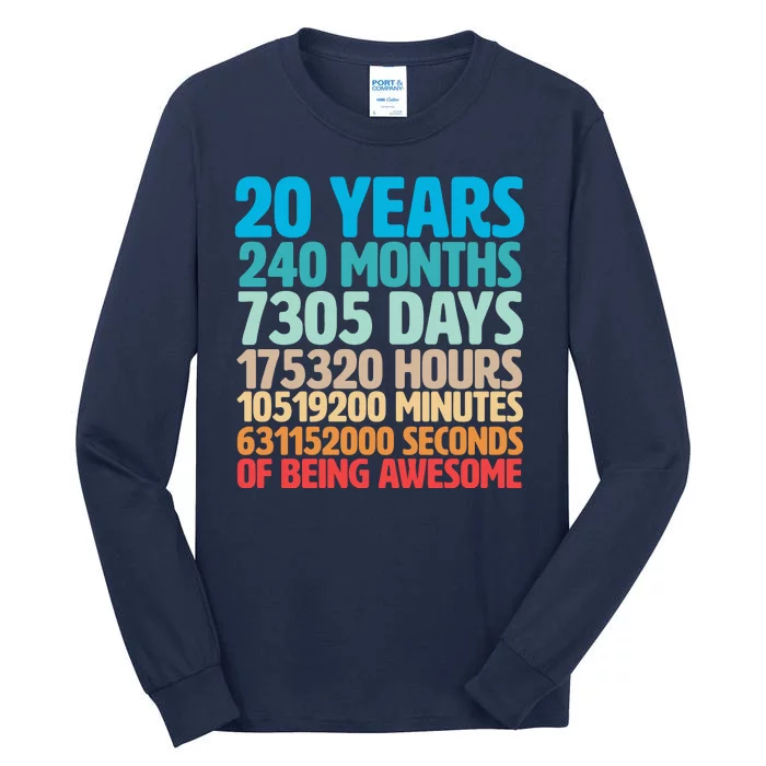 20 Years Of Being Awesome 20th Birthday Time Breakdown Tall Long Sleeve T-Shirt