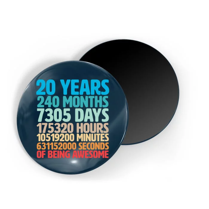 20 Years Of Being Awesome 20th Birthday Time Breakdown Magnet