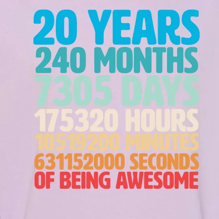 20 Years Of Being Awesome 20th Birthday Time Breakdown Garment-Dyed Sweatshirt