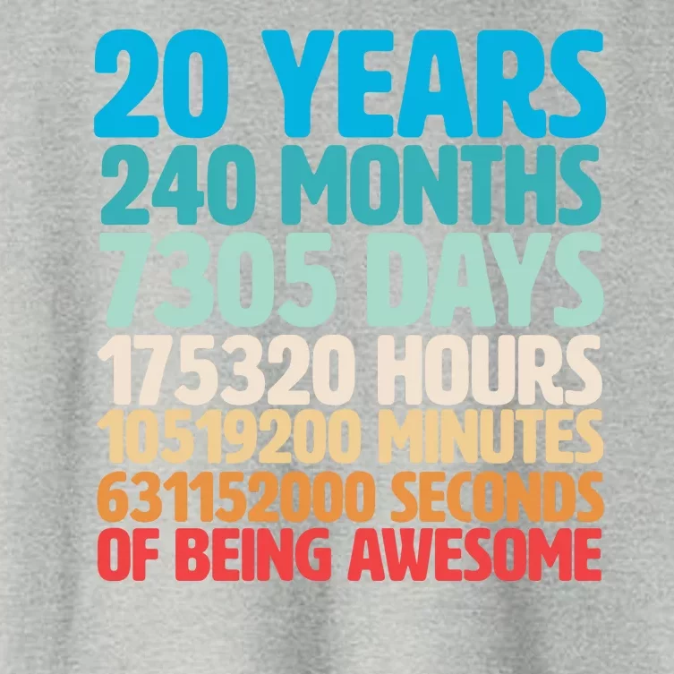 20 Years Of Being Awesome 20th Birthday Time Breakdown Women's Crop Top Tee