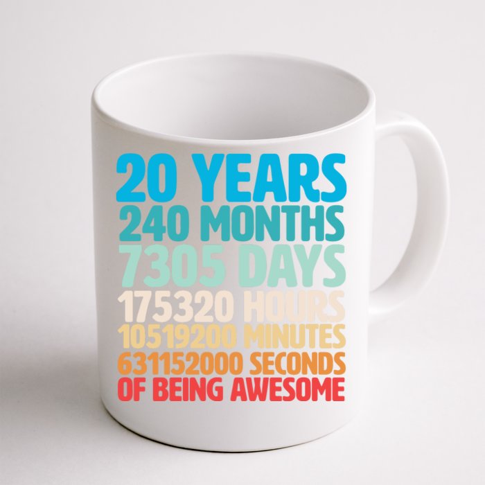 20 Years Of Being Awesome 20th Birthday Time Breakdown Front & Back Coffee Mug