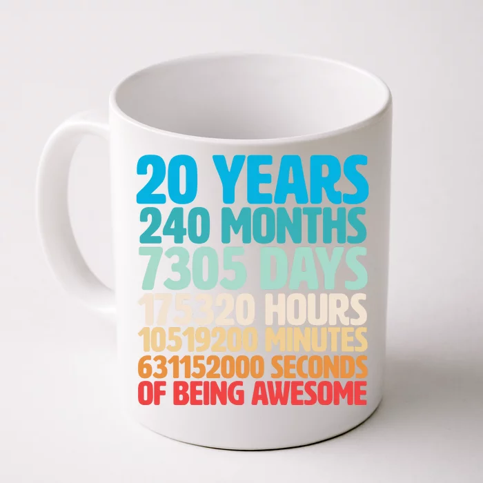 20 Years Of Being Awesome 20th Birthday Time Breakdown Front & Back Coffee Mug