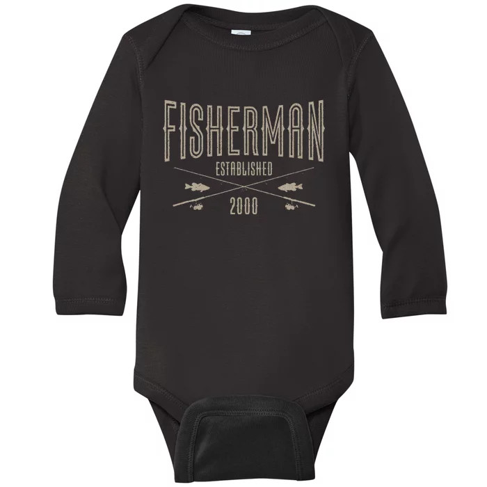 23 Year Old Fisherman Fishing 2000 23rd Birthday Cute Baby Long Sleeve Bodysuit