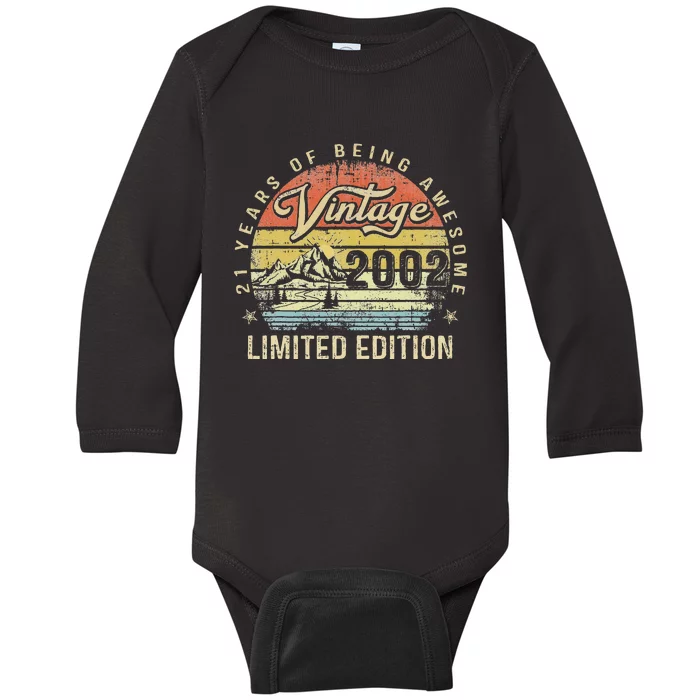 21 Year Old Gifts Vintage 2002 Limited Edition 21th Birthday Baby Long Sleeve Bodysuit