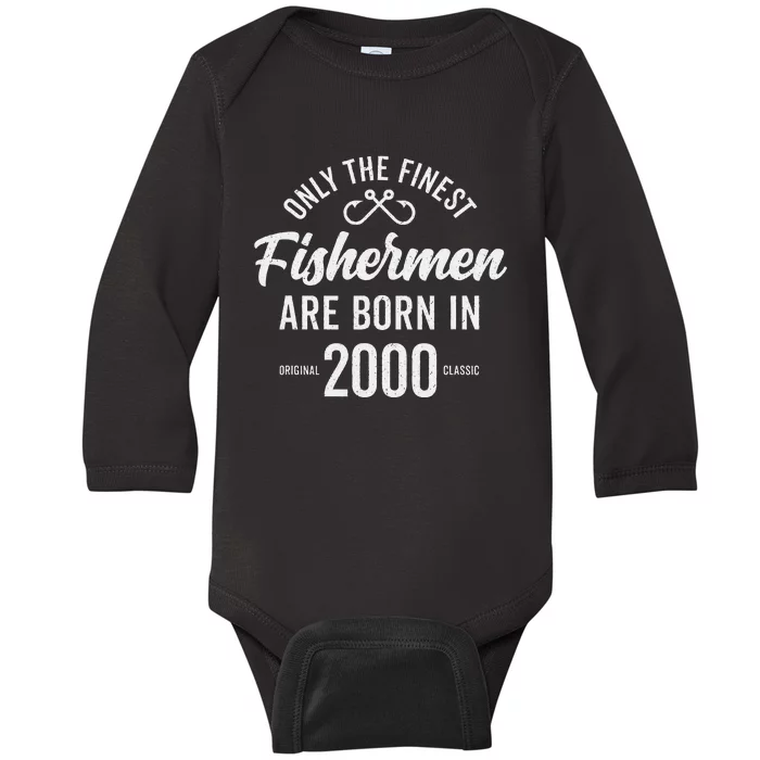 23 Year Old Fisherman Fishing 2000 23rd Birthday Gift Baby Long Sleeve Bodysuit