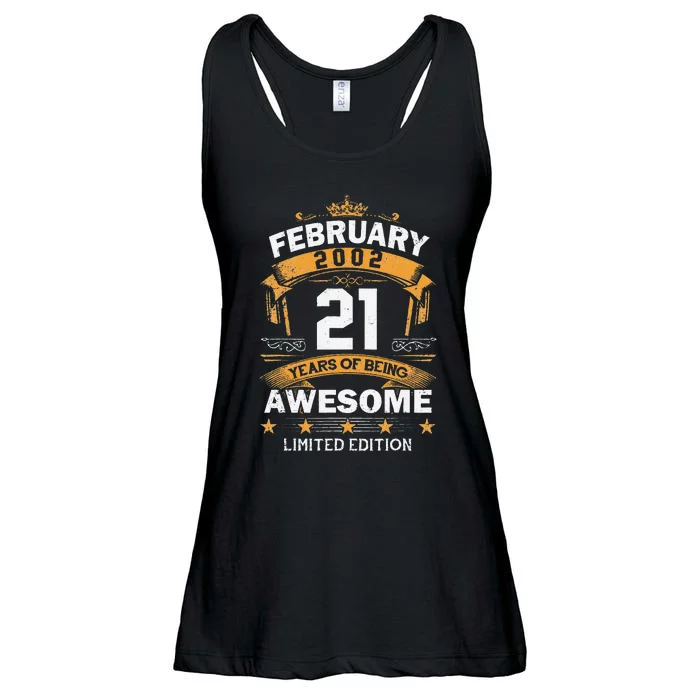 21 Years Old Gift Vintage February 2002 21st Birthday Ladies Essential Flowy Tank