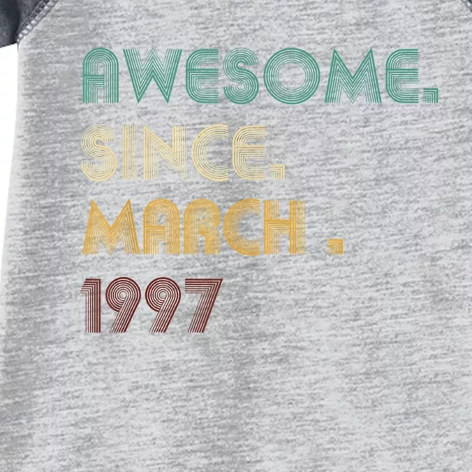 25 Year Old Awesome Since March 1997 Gifts 25th Birthday Infant Baby Jersey Bodysuit