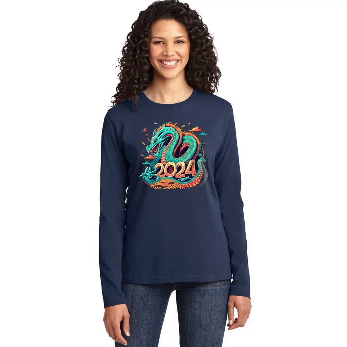 2024 Year Of The Dragon Chinese New Year 2024 Ladies Long Sleeve Shirt