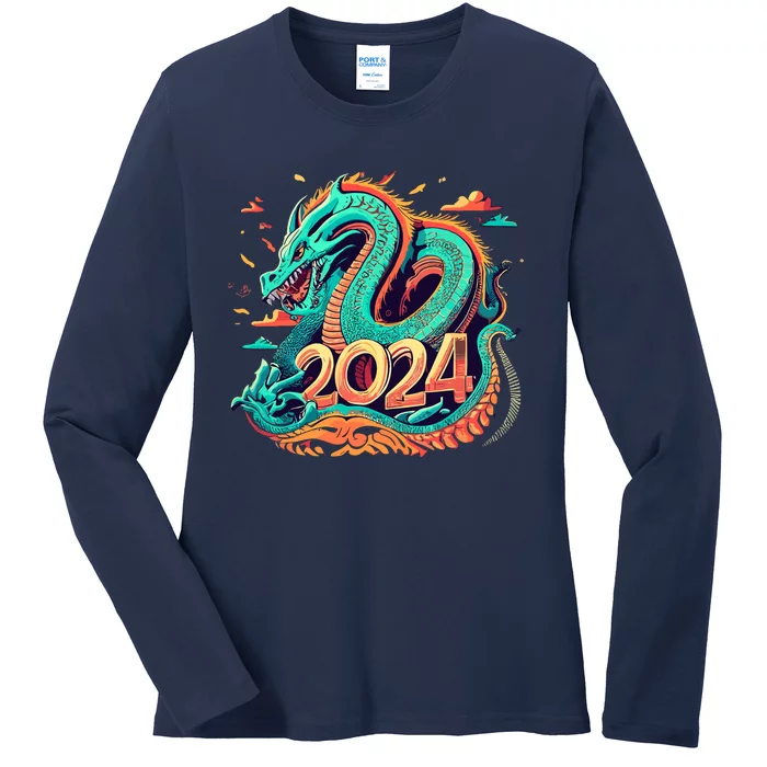 2024 Year Of The Dragon Chinese New Year 2024 Ladies Long Sleeve Shirt