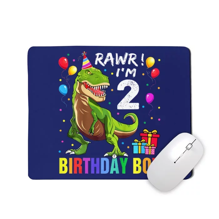 2 Year Old 2nd Birthday Boy T Rex Dinosaur Mousepad