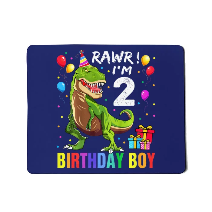 2 Year Old 2nd Birthday Boy T Rex Dinosaur Mousepad