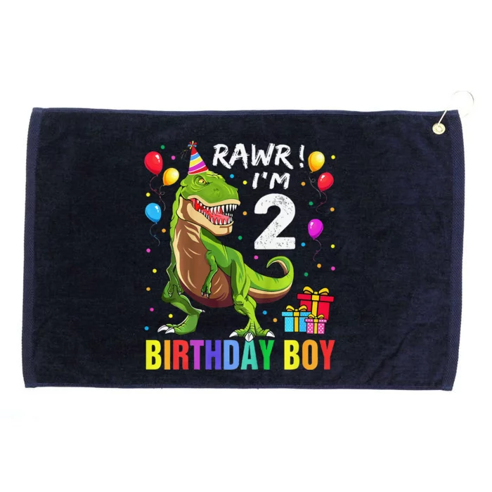 2 Year Old 2nd Birthday Boy T Rex Dinosaur Grommeted Golf Towel