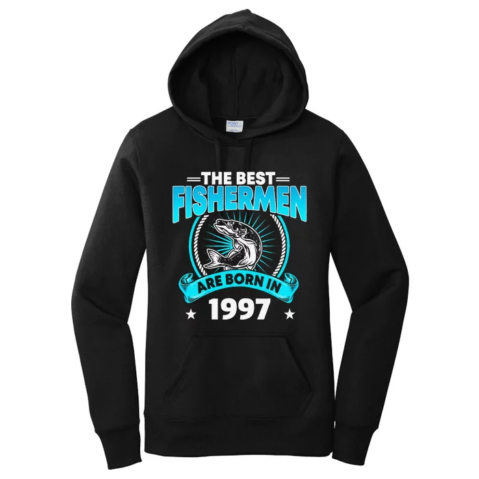 24 Year Old Vintage 1997 Fishing Fisherman 24th Birthday Women's Pullover Hoodie