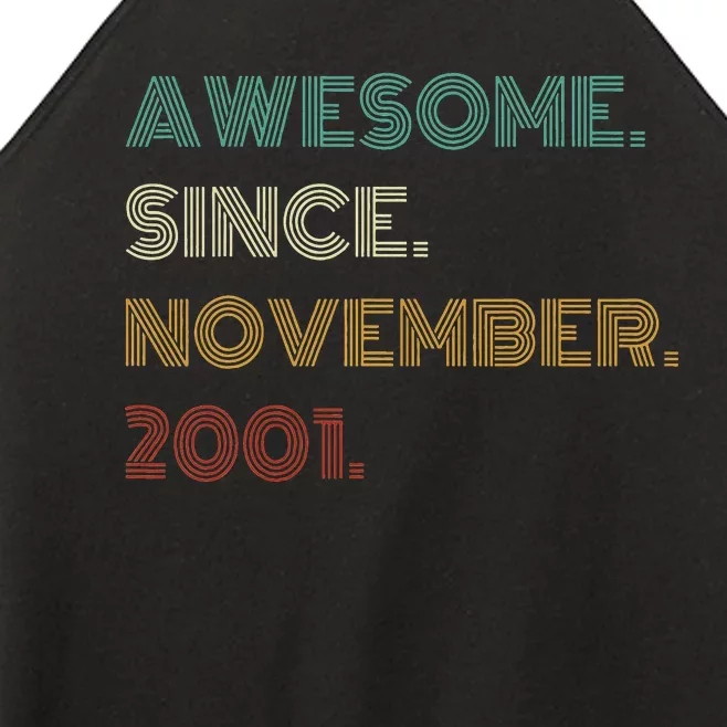 22 Years Old Awesome Since November 2001 22Nd Birthday Women’s Perfect Tri Rocker Tank