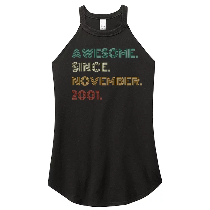 22 Years Old Awesome Since November 2001 22Nd Birthday Women’s Perfect Tri Rocker Tank