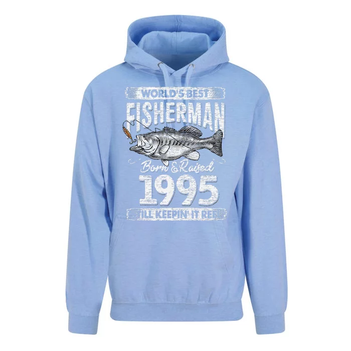 26 Years Old Fisherman Born In 1995 Fisherman 26th Birthday Unisex Surf Hoodie