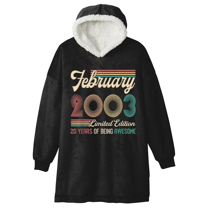 20 Years Old Gifts Vintage February 2003 20th Birthday Hooded Wearable Blanket