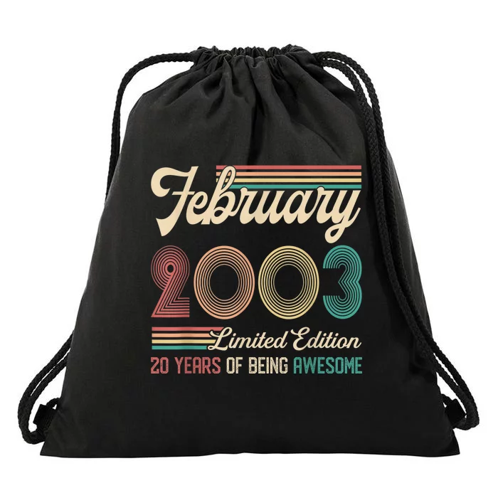 20 Years Old Gifts Vintage February 2003 20th Birthday Drawstring Bag