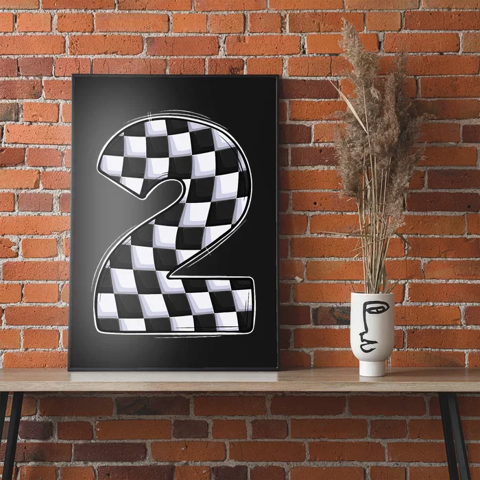 2 Year Old Pit Crew Boy Two Car Racing 2nd Birthday Race Car Poster