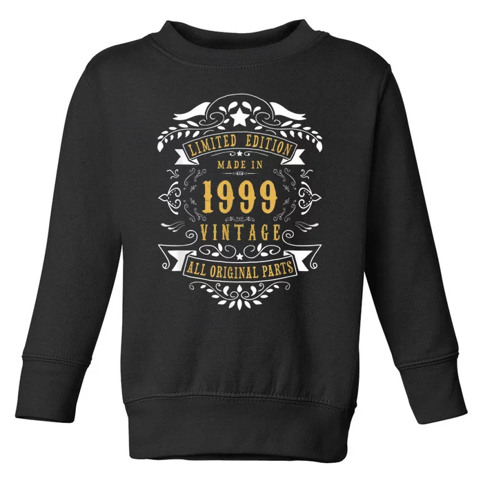 24 Years Old 24th Birthday Made Born in 1999 Boys Girls Toddler Sweatshirt