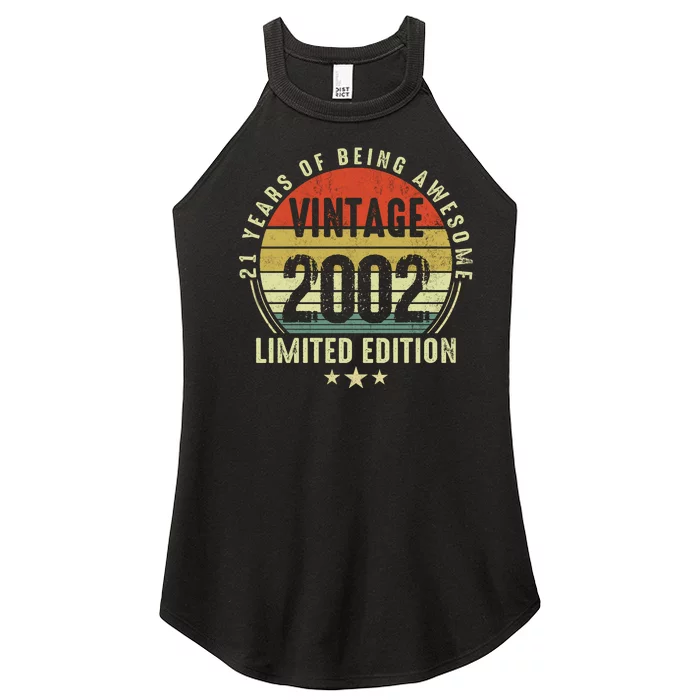 21 Year Old Gifts Vintage 2002 Limited Edition 21st Birthday Women’s Perfect Tri Rocker Tank