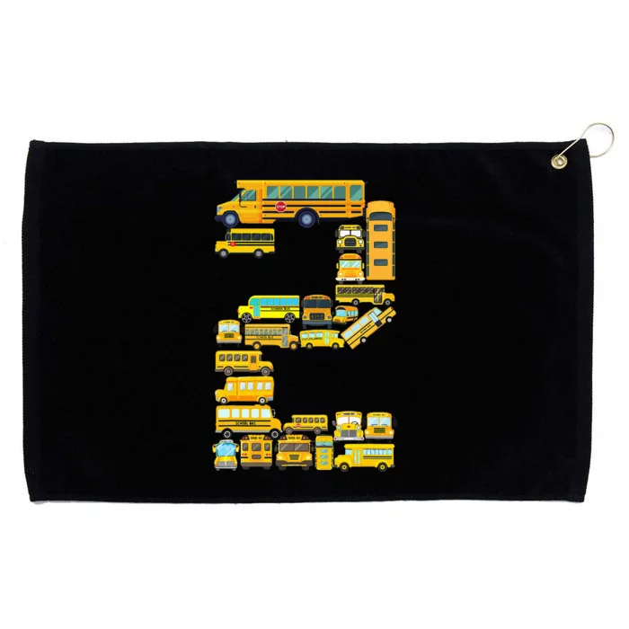 2 Year Old 2nd Birthday School Bus Theme Kids Party Grommeted Golf Towel