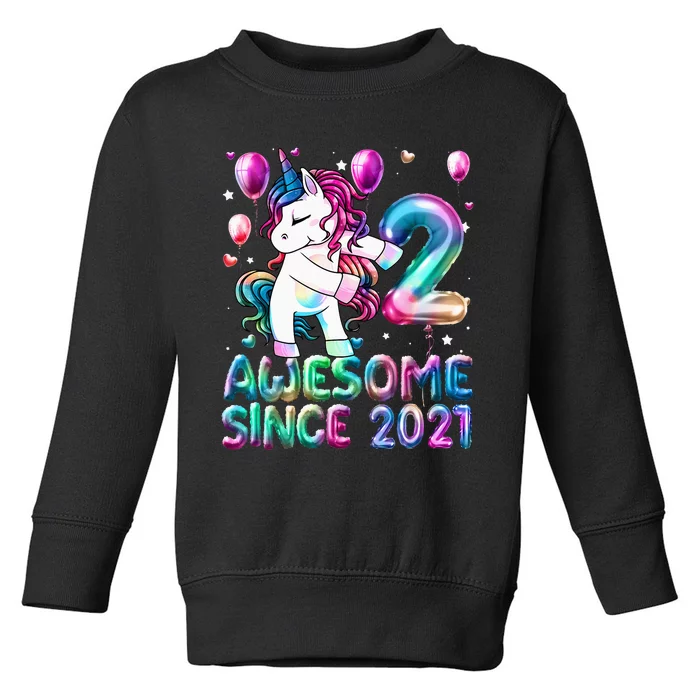 2 Years Old Unicorn Flossing 2nd Birthday Girl Unicorn Party Toddler Sweatshirt