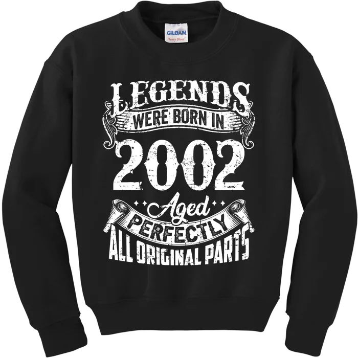 20 Years Old Vintage Legends Born In 2002 20th Birthday Kids Sweatshirt