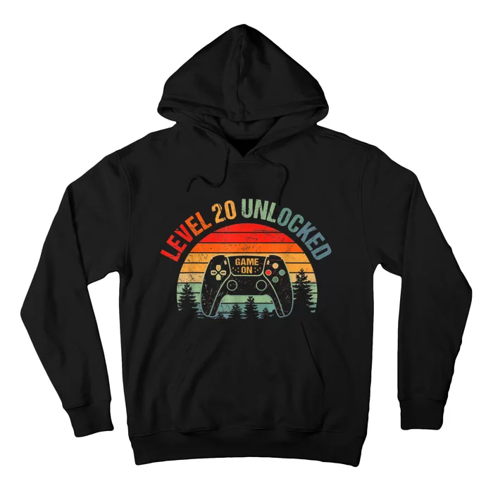 20 Year Old 20th Birthday Level 20 Unlocked Video Gamer Hoodie