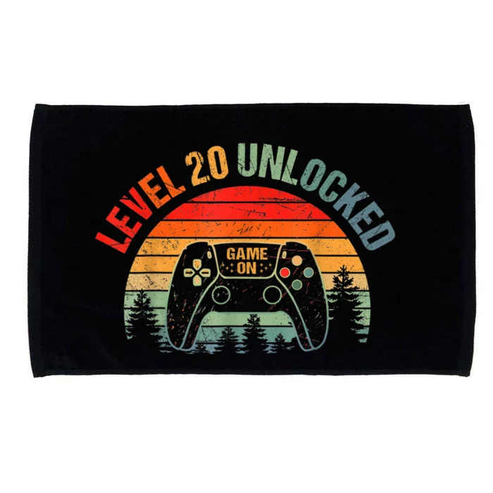 20 Year Old 20th Birthday Level 20 Unlocked Video Gamer Microfiber Hand Towel