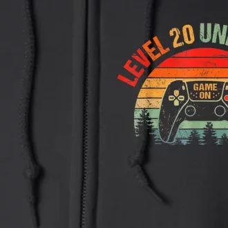 20 Year Old 20th Birthday Level 20 Unlocked Video Gamer Full Zip Hoodie