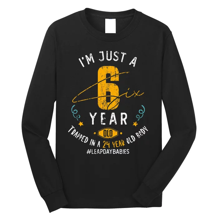 24 Years Old Leap Year Birthday 6 Funny Leap Day Long Sleeve Shirt