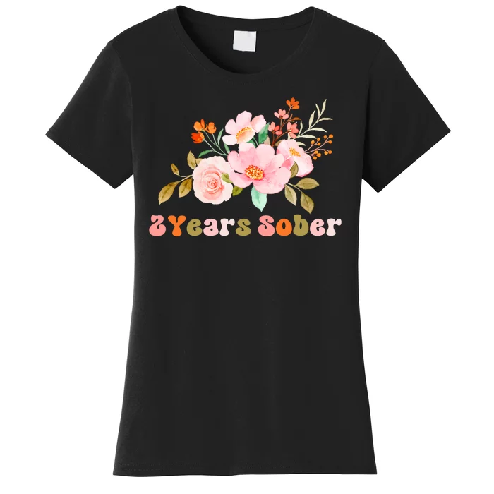 2 Years Sober Gift Sober Anniversary Gift Sobriety Gift Recovery Soberversary Women's T-Shirt