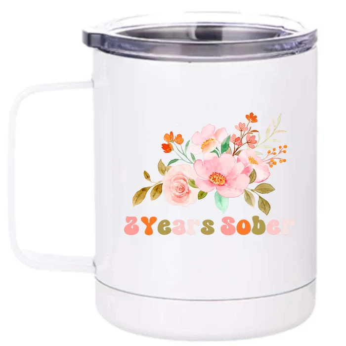 2 Years Sober Gift Sober Anniversary Gift Sobriety Gift Recovery Soberversary Front & Back 12oz Stainless Steel Tumbler Cup