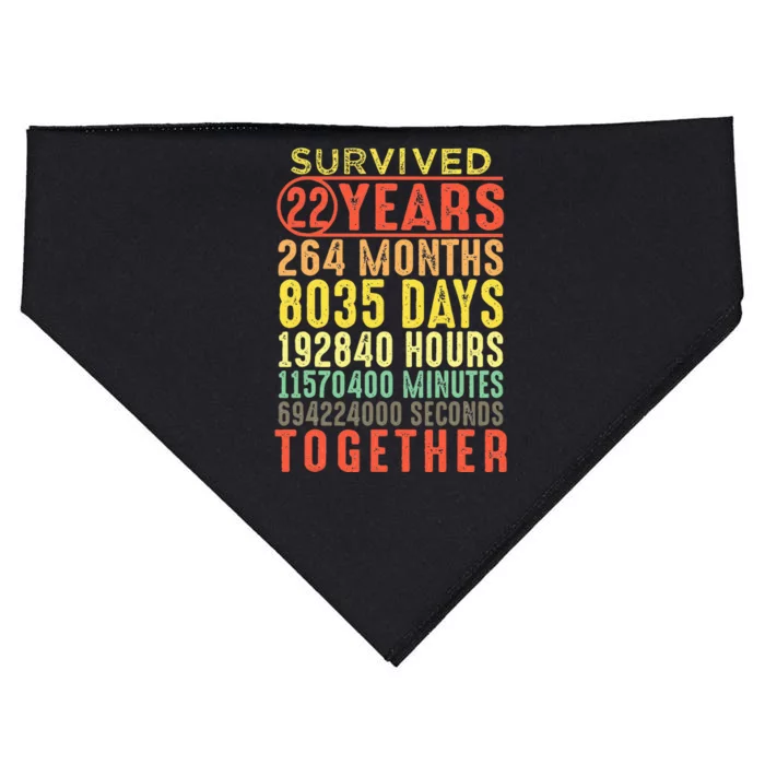 22 Years Wedding 22nd Marriage Anniversary Couple Matching USA-Made Doggie Bandana