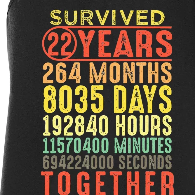 22 Years Wedding 22nd Marriage Anniversary Couple Matching Women's Racerback Tank