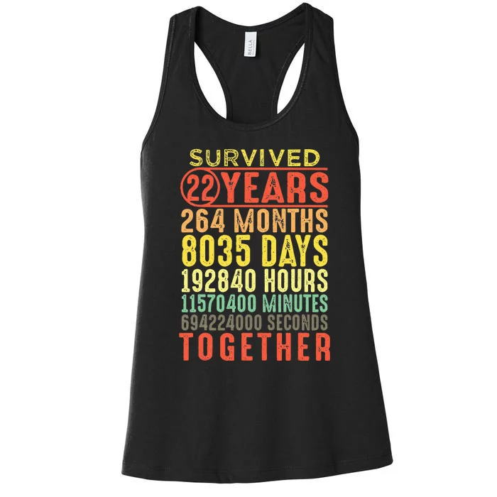 22 Years Wedding 22nd Marriage Anniversary Couple Matching Women's Racerback Tank