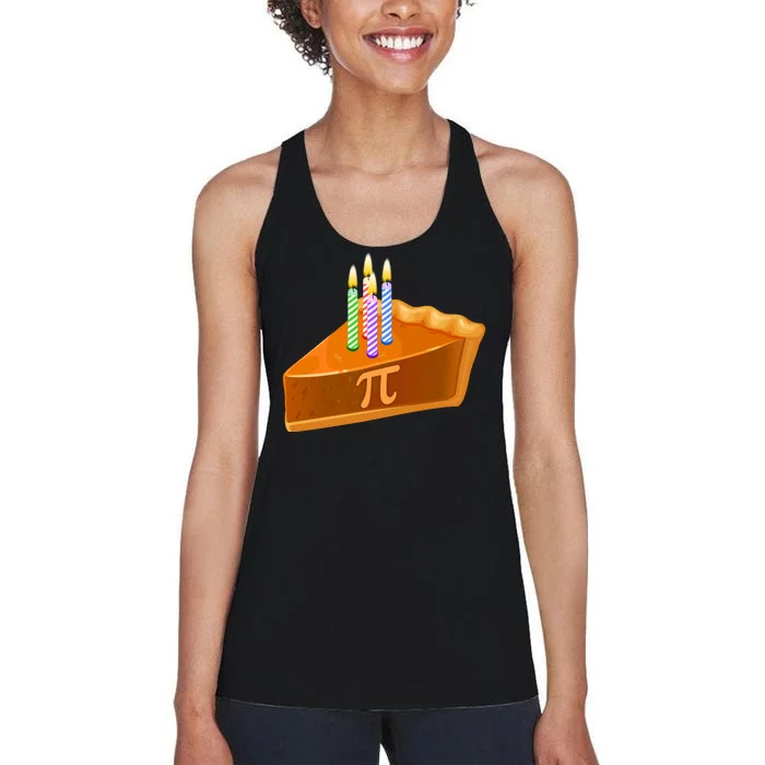 3.14 Happy Pi Day March 14 Birthday Slice Of Pie Women's Racerback Tank