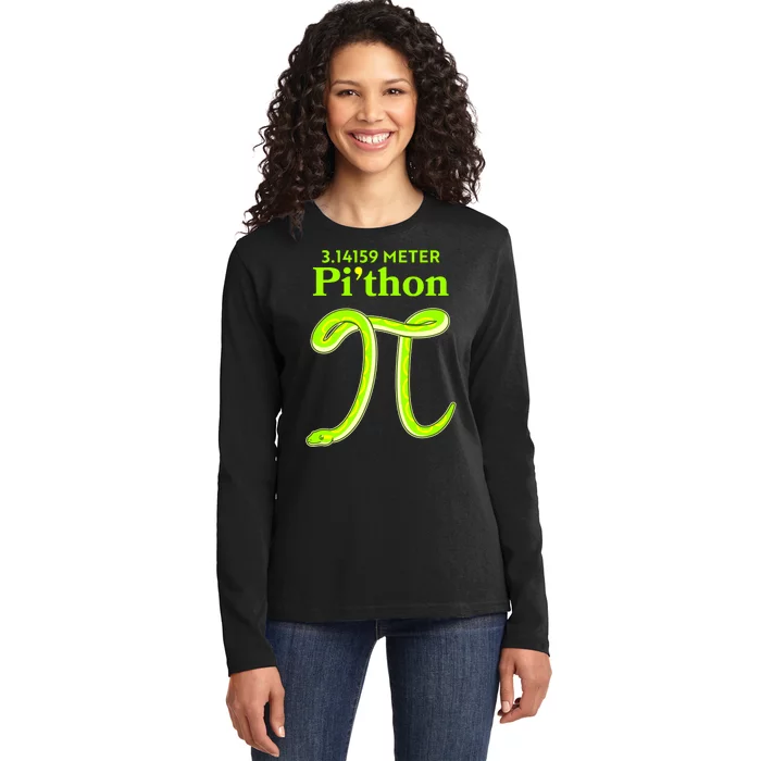 3.14 Meter Pi'thon Python Snake Pi Day March 14 Ladies Long Sleeve Shirt