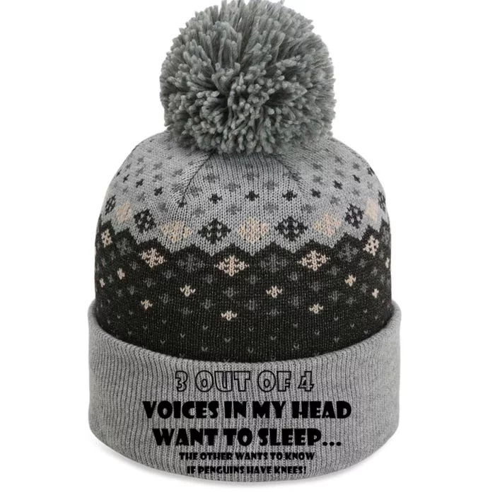 3 Out Of 4 Voices In My Head Funny Penguins The Baniff Cuffed Pom Beanie