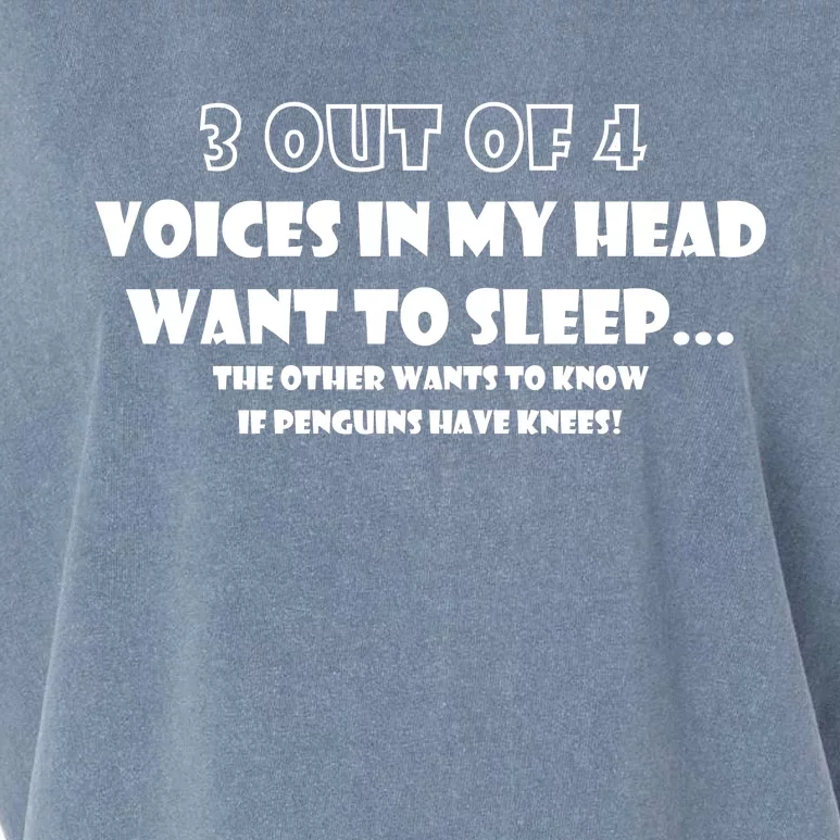 3 Out Of 4 Voices In My Head Funny Penguins Garment-Dyed Women's Muscle Tee