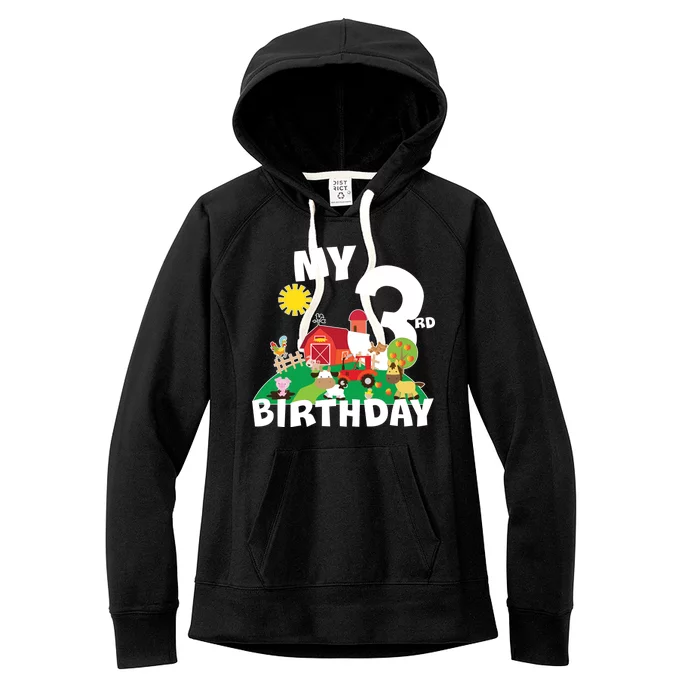 3 Year Old Farm My 3rd Birthday Women's Fleece Hoodie