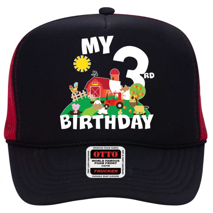 3 Year Old Farm My 3rd Birthday High Crown Mesh Trucker Hat