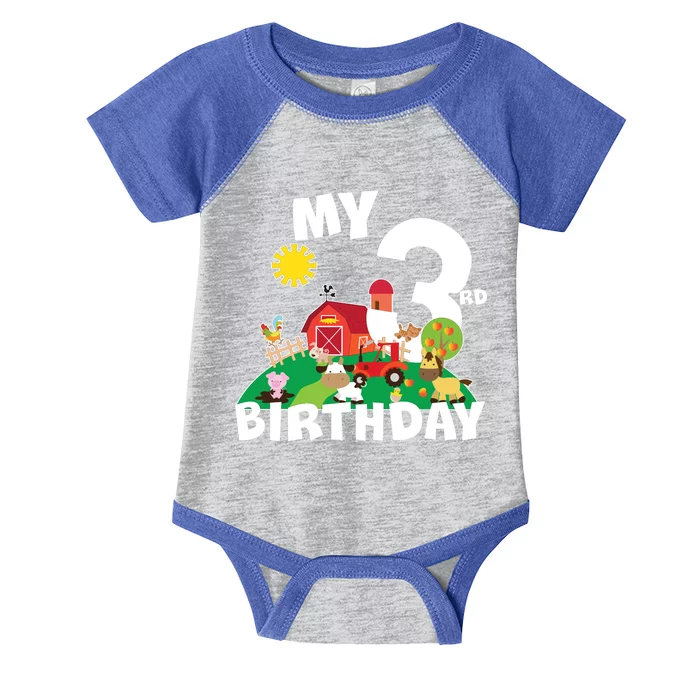 3 Year Old Farm My 3rd Birthday Infant Baby Jersey Bodysuit