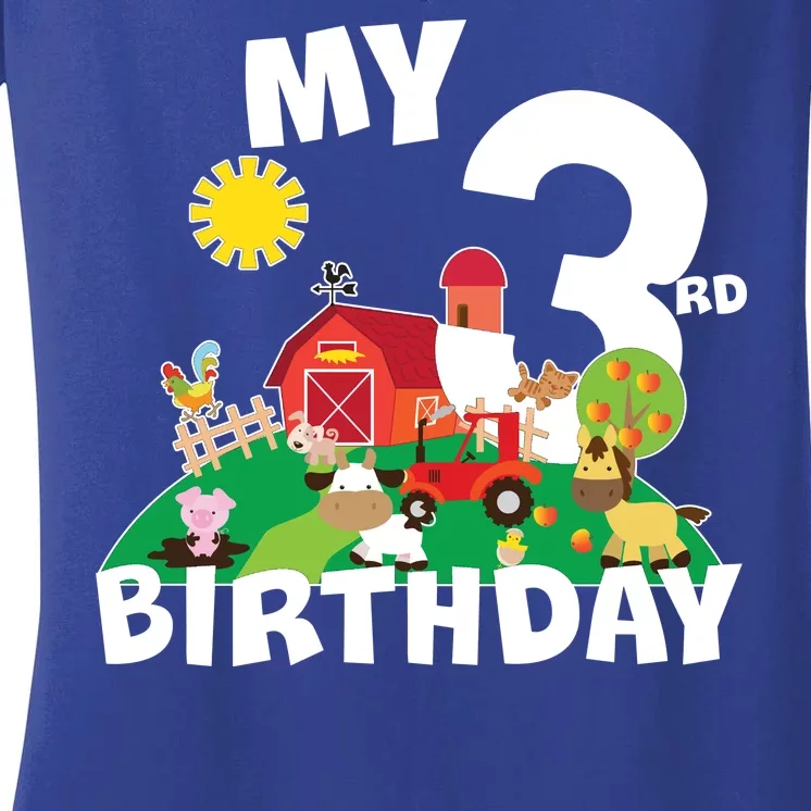 3 Year Old Farm My 3rd Birthday Women's V-Neck T-Shirt