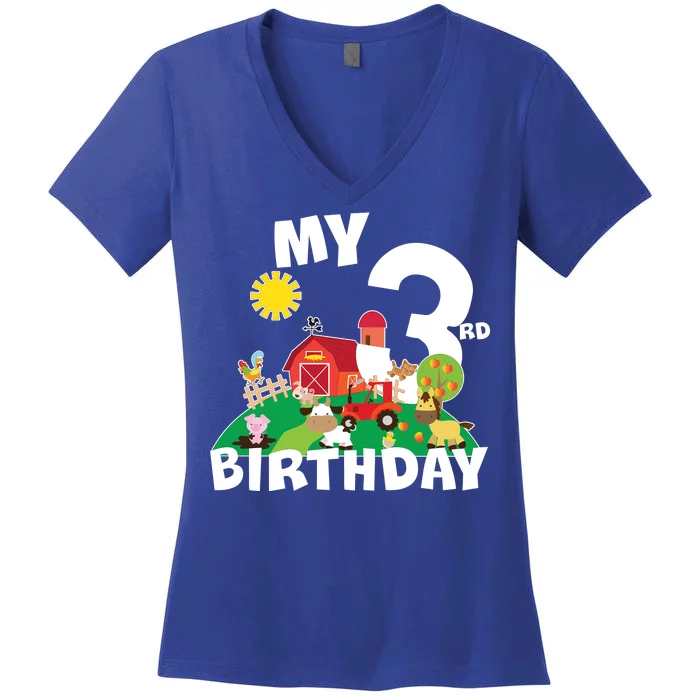 3 Year Old Farm My 3rd Birthday Women's V-Neck T-Shirt