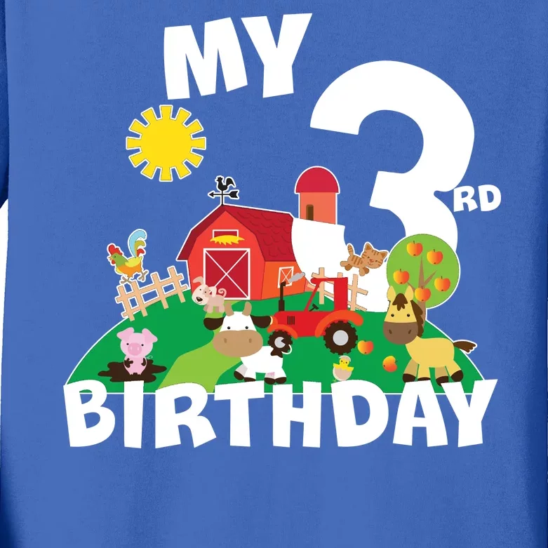 3 Year Old Farm My 3rd Birthday Kids Long Sleeve Shirt