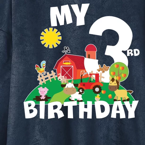 3 Year Old Farm My 3rd Birthday Hooded Wearable Blanket