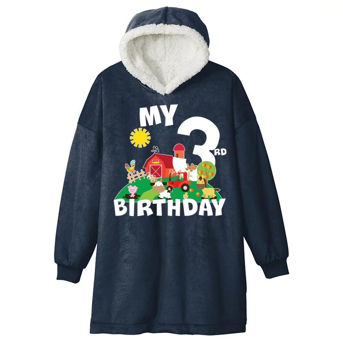 3 Year Old Farm My 3rd Birthday Hooded Wearable Blanket