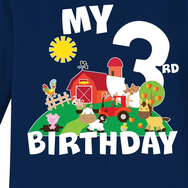 3 Year Old Farm My 3rd Birthday Baby Long Sleeve Bodysuit